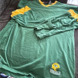 Green Bay Packers Men's Vintage Long-sleeve shirt  XL V-Neck NFL Football Y2K